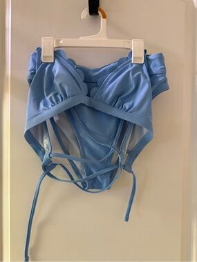 Cupshe Light Blue Scalloped Bikini Set